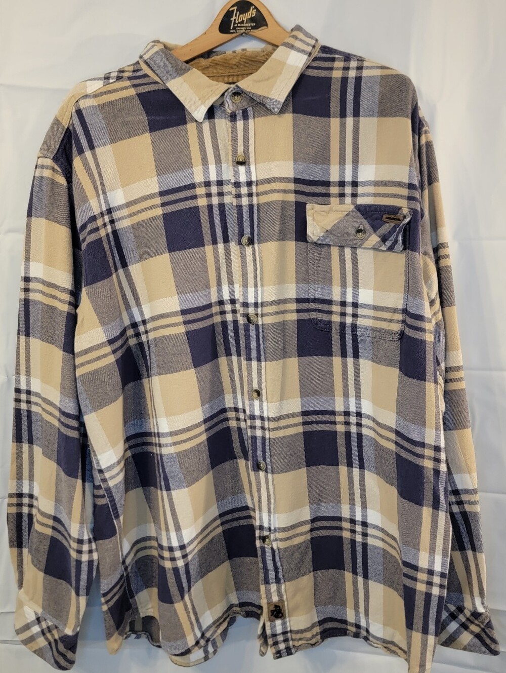 Legendary Whitetails Shirt Mens Large Blue Tan Flannel XXL Button Up